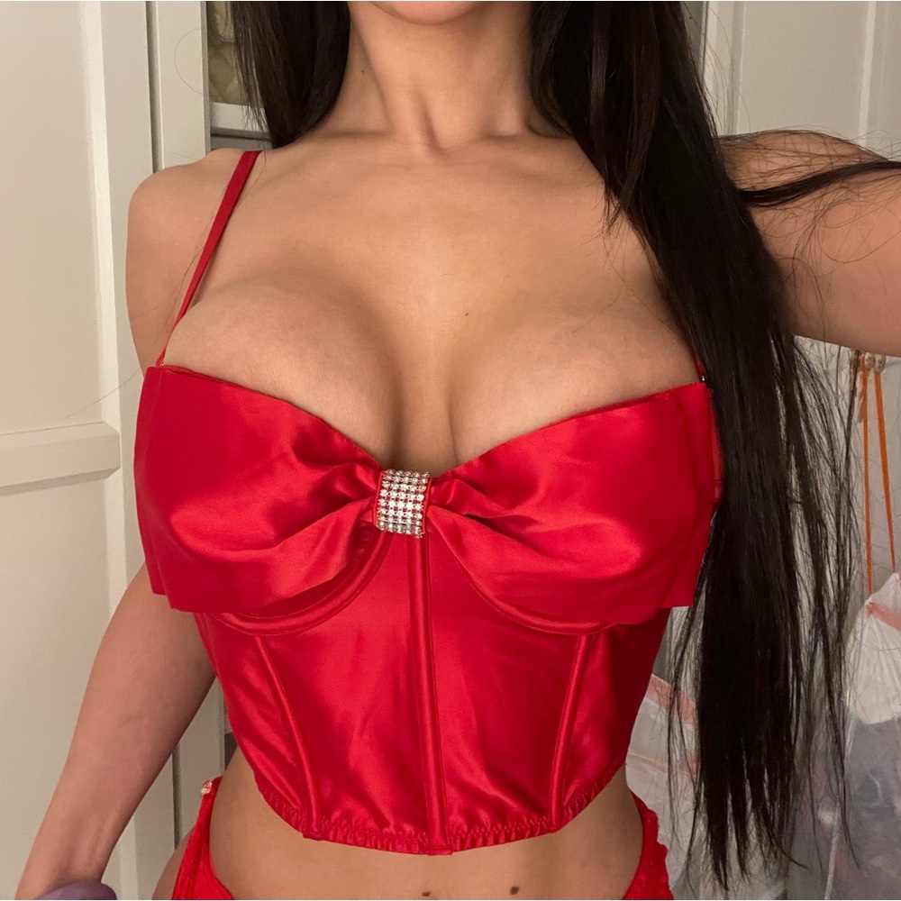 Victoria’s Secret Red Satin Bralette / Corset Top
